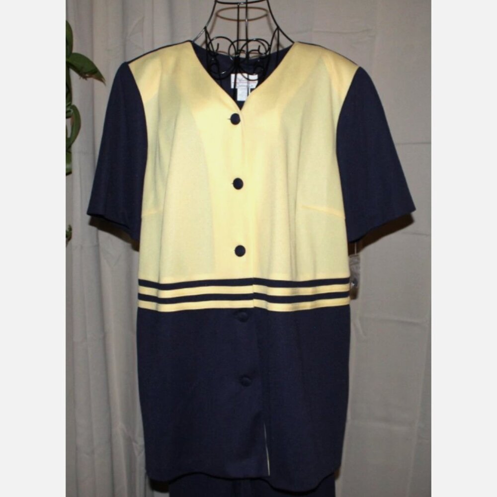 1990s Westside Clothing Co Nautical Pant Set Navy Yellow 4B Fits Modern 4X NWT